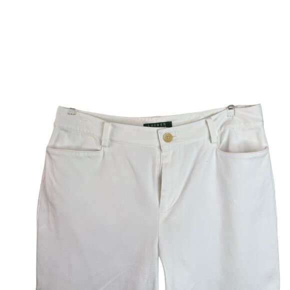 Ralph Lauren White Straight Leg Pants Size 6 | Classic Cotton Stretch Trousers - Picture 6 of 6